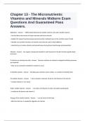  Chapter 13 - The Micronutrients: Vitamins and Minerals Midterm Exam Questions And Guaranteed Pass Answers.