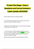 Private Pilot Stage 1 Exam | Questions and Correct Answers | Latest Update 2024/2025