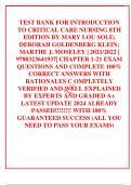 TEST BANK FOR INTRODUCTION TO CRITICAL CARE NURSING 8TH EDITION BY MARY LOU SOLE; DEBORAH GOLDENBERG KLEIN; MARTHE J. MOSELEY | 2021/2022 | 9780323641937| CHAPTER 1-21 EXAM QUESTIONS AND COMPLETE 100% CORRECT ANSWERS WITH RATIONALES C OMPLETELY VERIFIED A