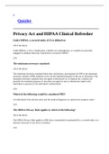 HIPAA Refresher Questions. Privacy Act and HIPAA Clinical Refresher