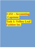 C251 – Accounting Capstone Task 1: Yellow Leaf Fashion Inc