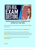 Florida Insurance Exam/ 150 Quizzes with Verified Ans/ 2024-2025. 