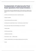  Fundamentals of Cybersecurity Final Exam Questions And Actual Answers.