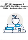 BPT1501 Assignment 4 (COMPLETE ANSWERS) Semester 2 2024 - DUE September 2024 ; 100% TRUSTED Complete, trusted solutions and explanation