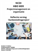 NCOI HBO MER Reflectieverslag Aanbestedingsproject - Projectmanagement en Organisatie - 2022 Geslaagd eindcijfer 8 met feedback