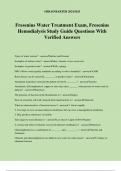 Fresenius Water Treatment Exam, Fresenius Hemodialysis Study Guide Questions With Verified Answers