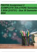 FIN3702 Assignment 2 (COMPLETE ANSWERS) Semester 2 2024 (215721)- DUE 30 September 2024  all answered |100% trusted complete, trusted solutions and explanations | latest updated quality solution |study guide 2024 | (5) five star rating |a+ graded @ (unisa