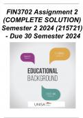 FIN3702 Assignment 2 (COMPLETE ANSWERS) Semester 2 2024 (215721)- DUE 30 September 2024  ;100% trusted workings expert solved distinction guaranteed