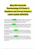 Maryville University Pharmacology 615 Exam 2 | Questions and Correct Answers | Latest Update 2024/2025