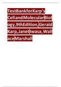 Test Bank for Karp’s Cell and Molecular Biology, 9th Edition, Gerald Karp, Janet Iwasa, Wal