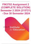 FIN3702 Assignment 2  Semester 2 2024 (215721)- DUE 30 September 2024 (COMPLETE ANSWERS) (FULL COMPLETE DETAILED QUALITY ANSWERS)100% satisfaction guarantee (DISTINCTION) (COMPLETE ANSWERS)