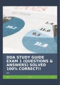 DDA STUDY GUIDE EXAM 1 (QUESTIONS & ANSWERS) SOLVED 100% CORRECT!!