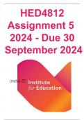 HED4812 Assignment 5  2024 - DUE 30 September 2024  (FULL COMPLETE DETAILED QUALITY ANSWERS)100% satisfaction guarantee (DISTINCTION) UNISA(UNISA ASSIGNMENT)