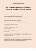 FTCE Middle Grades Science 5-9 Exam Questions With 100% Verified Answers