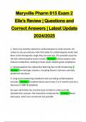 Maryville Pharm 615 Exam 2 Elle's Review | Questions and Correct Answers | Latest Update 2024/2025