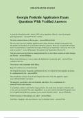 Georgia Pesticide Applicators Exam Questions With Verified Answers