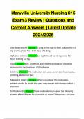 Maryville University Nursing 615 Exam 3 Review | Questions and Correct Answers | Latest Update 2024/2025