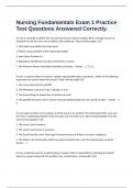  Nursing Fundamentals Exam 1 Practice Test Questions Answered Correctly.