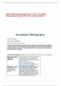 WGU C456 English Comp 2 Task 1; DJT1: Annotated Bibliography Updated 2024 with complete Solution