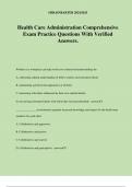 Health Care Administration Comprehensive Exam Practice Questions With Verified Answers.