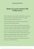 Health Care practice Questions With Verified Answers.