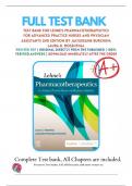 Test Bank For Lehne’s Pharmacotherapeutics For Advanced Practice Nurses And Physician Assistants, 2nd Edition by Jacqueline Burchum; Laura D. Rosenthal| All Chapters (1- 92)| 2024