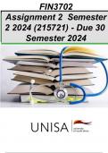 FIN3702 Assignment 2 (COMPLETE ANSWERS) Semester 2 2024 (215721)- DUE 30 September 2024 ;100% solutions and explanations (unisa ) the best study guides, study notes and summaries @Unisa assignment answers STUVIA download pdf