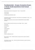 Fundamentals - Scope of practice Exam 1 Study Guide Questions And Actual Answers.