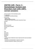 UNITEK LVN Term 2 Hematologic System and Disorders test with 100- correct answers