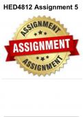 HED4812 Assignment 5 (COMPLETE ANSWERS) 2024 - DUE 30 September 2024 ;100% solutions and explanations (UNISA )