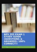 BPS 203 EXAM 1 STUDY GUIDE (QUESTIONS & ANSWERS) 100% CORRECT!!