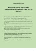 Investment analysis and portfolio management. Exam Questions With Verified Answers.