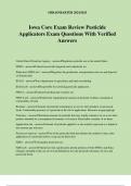 Iowa Core Exam Review Pesticide Applicators Exam Questions With Verified Answers