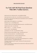 Ivy Tech A&P 102 Final Exam Questions With 100% Verified Answers.