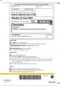 Pearson Edexcel Level 3 GCE Chemistry Advanced PAPER 1: Advanced Inorganic and Physical Chemistry QP JUNE 2024 