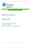 Pearson Edexcel GCE A Level In Economics A (9EC0) Paper 02 The National and Global  Economy Mark Scheme (Results) Summer 2024