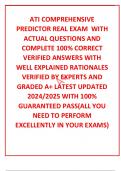 ATI COMPREHENSIVE PREDICTOR REAL EXAM  WITH  ACTUAL QUESTIONS AND COMPLETE 100% CORRECT VERIFIED ANSWERS WITH WELL EXPLAINED RATIONALES VERIFIED BY EXPERTS AND GRADED A+ LATEST UPDATED 2024/2025 WITH 100% GUARANTEED PASS(ALL YOU NEED TO PERFORM EXCELLENTL