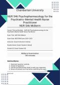 NUR 546 Psychopharmacology for the Psychiatric-Mental Health Nurse Practitioner PMHNP 2024-2025 NUR 546 Midterm Exam Comprehensive Review Questions and Answers | 100% Pass | Grades A+| Guaranteed Success