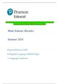 Pearson Edexcel GCE In English Language (9EN0) Paper 1: Language  Variation Mark Scheme (Results) Summer 2024 