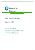 Pearson Edexcel GCE In English Language (9EN0) Paper 3: Investigating Language  Mark Scheme (Results) Summer 2024 