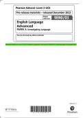 Pearson Edexcel Level 3 GCE English Language Advanced PAPER 3: Investigating Language 2024 