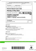 Pearson Edexcel Level 3 GCE English Language Advanced Subsidiary PAPER 1: Language: Context and Identity  QP MAY 2024 