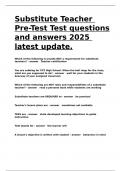 Substitute Teacher Pre-Test Test questions and answers 2025 latest update