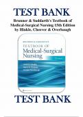 Test Bank for Brunner & Suddarth's Textbook of Medical-Surgical Nursing, 15th Edition by Hinkle, ISBN: 9781975161033 , All 68 Chapters Covered, Verified Latest Edition