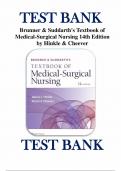 Test Bank for Brunner & Suddarth's Textbook of Medical-Surgical Nursing, 14th Edition (Hinkle, 2017), All Chapters 1 – 73 | 100 % Verified