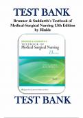 Test Bank For Brunner & Suddarth's Textbook of Medical-Surgical Nursing 13th Edition by Lippincott Williams and Wilkinschapter 1-73 |Complete Guide Newest Version 2023