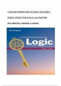 A CONCISE INTRODUCTION TO LOGIC, 12E PATRICK HURLEY (INSTRUCTOR MANUAL ALL CHAPTERS 100% VERIFIED, A+ GRADE)