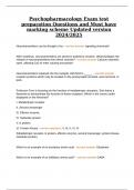 Psychopharmacology Exam test preparation Questions and Must have marking scheme Updated version 2024/2025