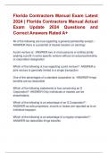 Florida Contractors Manual Exam Latest  2024 | Florida Contractors Manual Actual  Exam Update 2024 Questions and  Correct Answers Rated A+ 