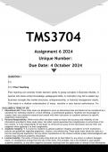 TMS3704 Assignment 6 (ANSWERS) 2024 - DISTINCTION GUARANTEED